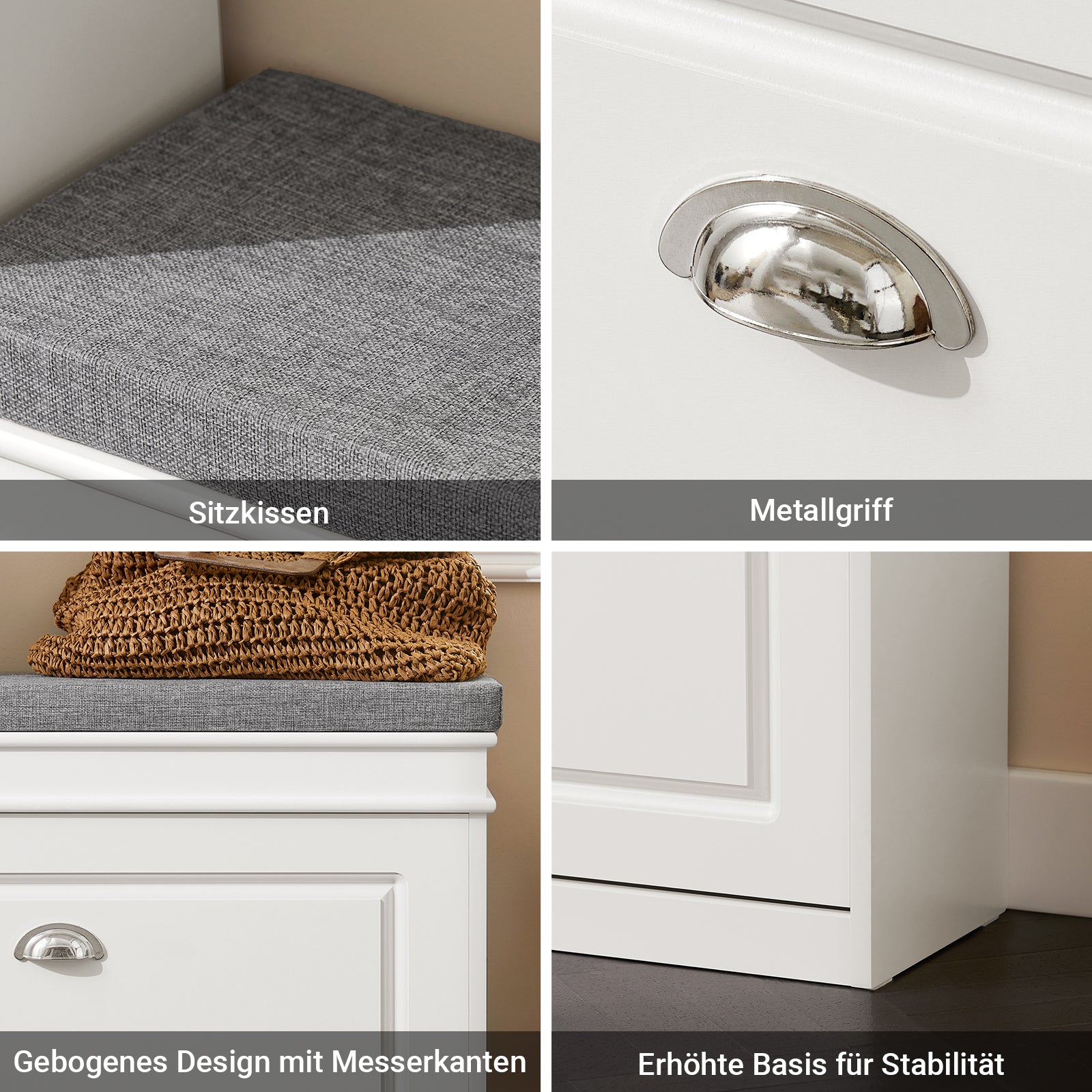 SoBuy | Schuhkipper-Set | Schuhbank und Schuhkommode | Schmal 24cm | Weiß | FSR82-L-W+FSR94-W