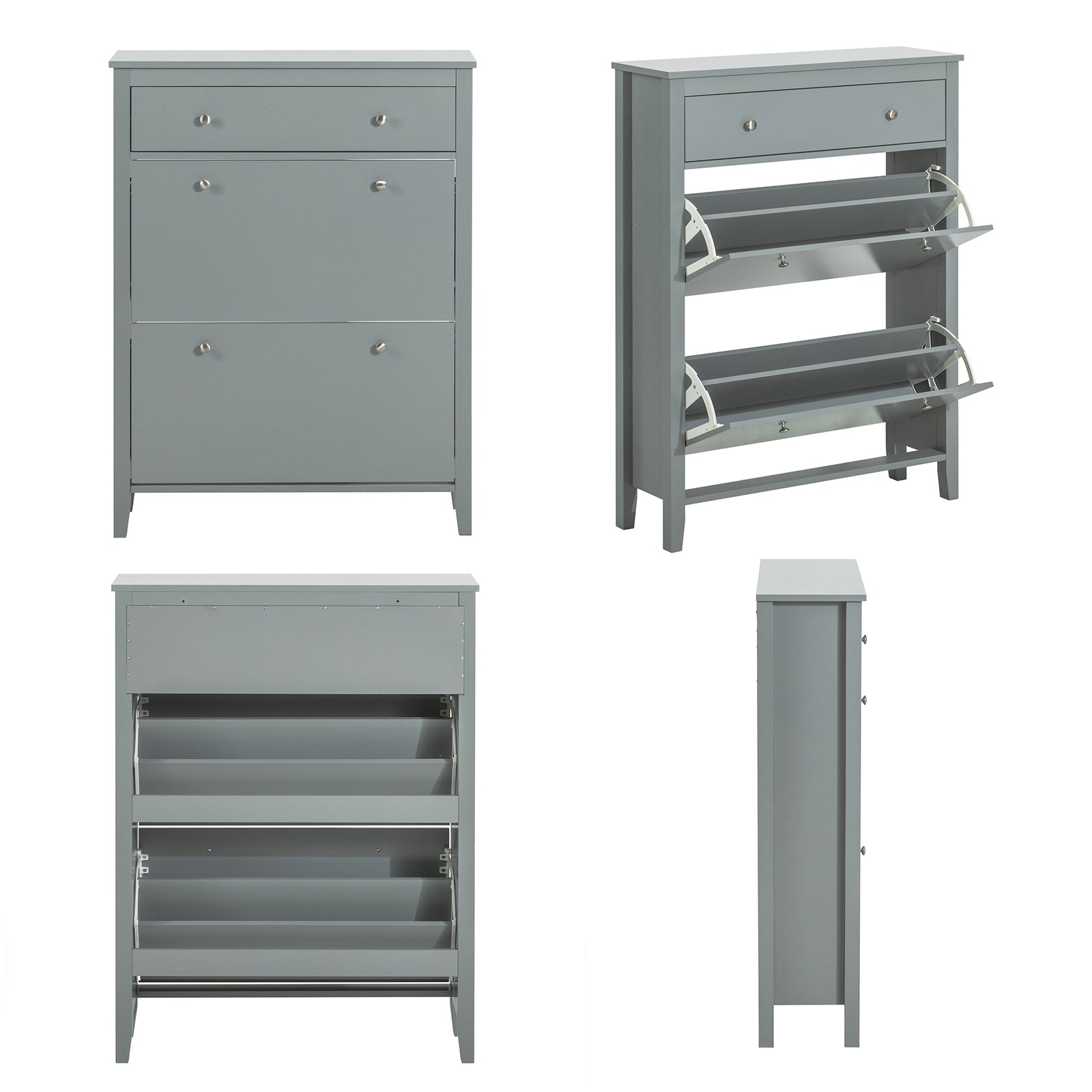 SoBuy | Meuble à chaussures | Rangement à chaussures à 2 portes | Coffre à chaussures gris | FSR89-HG