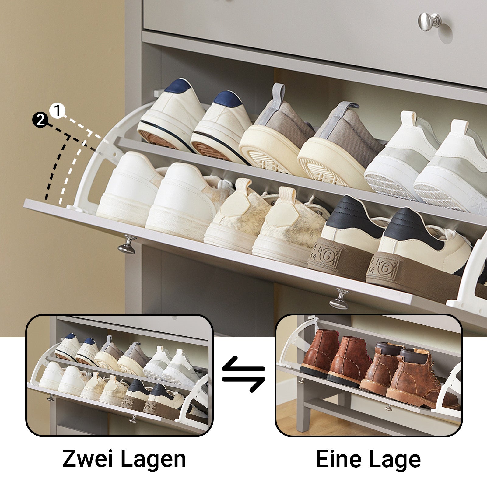 SoBuy | Meuble à chaussures étroit | 2 portes et tiroir | Capacité : 12 paires de chaussures | Marron clair | L 80 x P 25 x H 108 cm | FSR89-KA