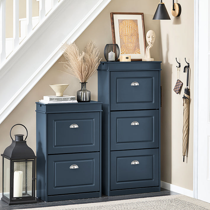 Prévente | SoBuy | Meuble à chaussures | Armoire à chaussures 3 portes | Coffre à chaussures, bleu | FSR94-B