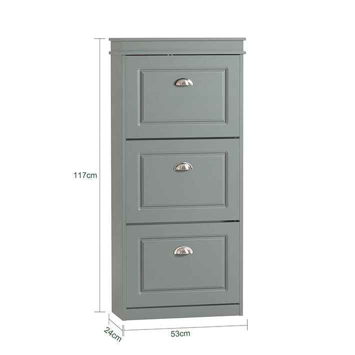 SoBuy | Meuble à chaussures | Armoire à chaussures avec 3 abattants | Commode à chaussures gris clair | FSR94-HG