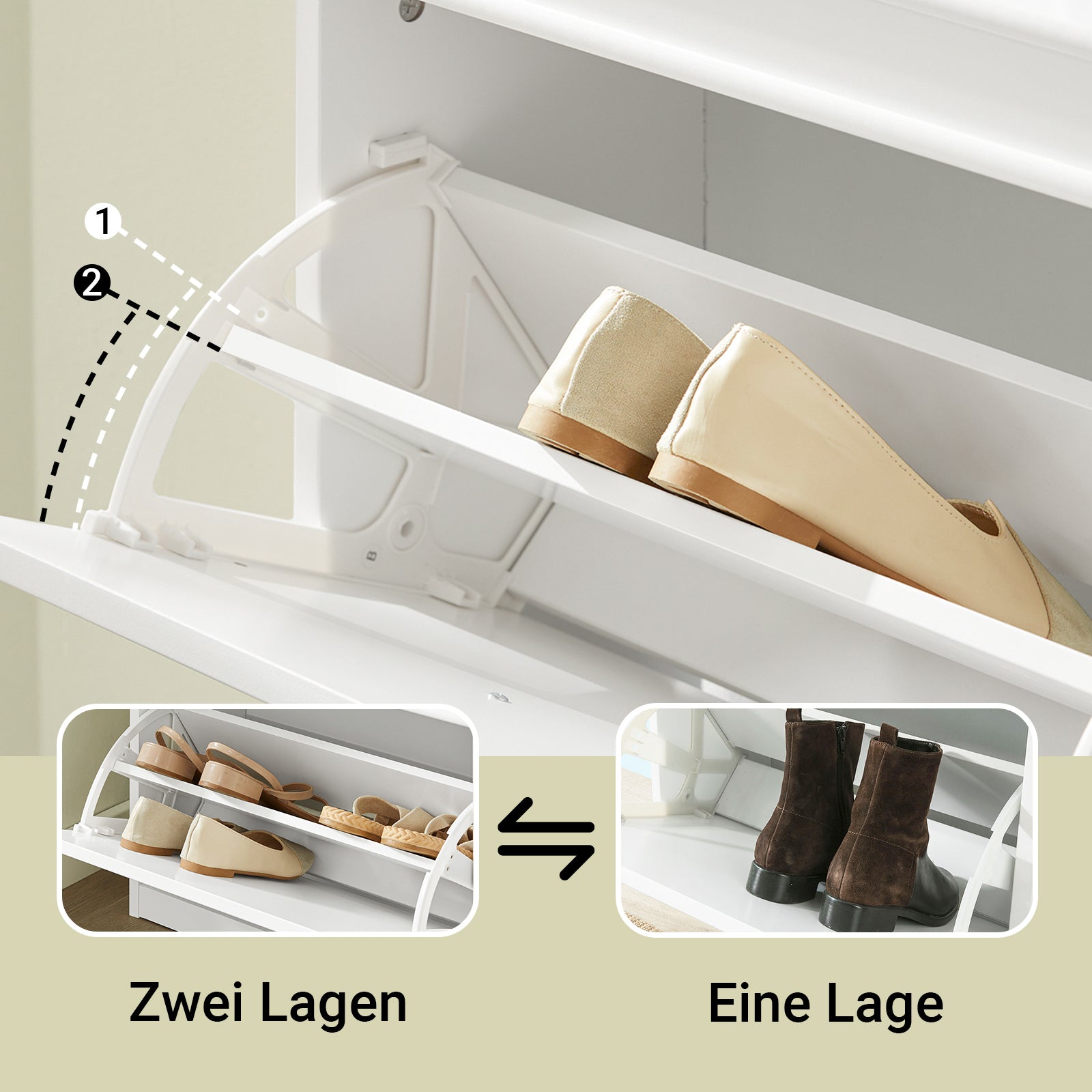 SoBuy | Schuhkipper | Schuhschrank schmal mit 3 Klappen | Weiß | FSR94-W