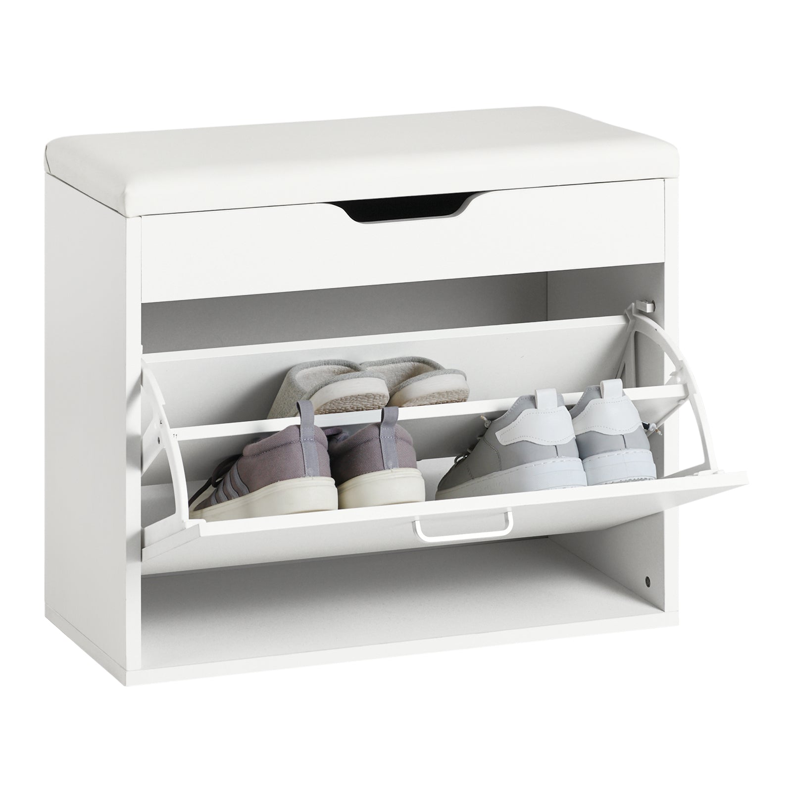 SoBuy | Schuhbank mit Sitzkissen | Sitzbank | Weiß | 60x50x30cm | FSR95-W