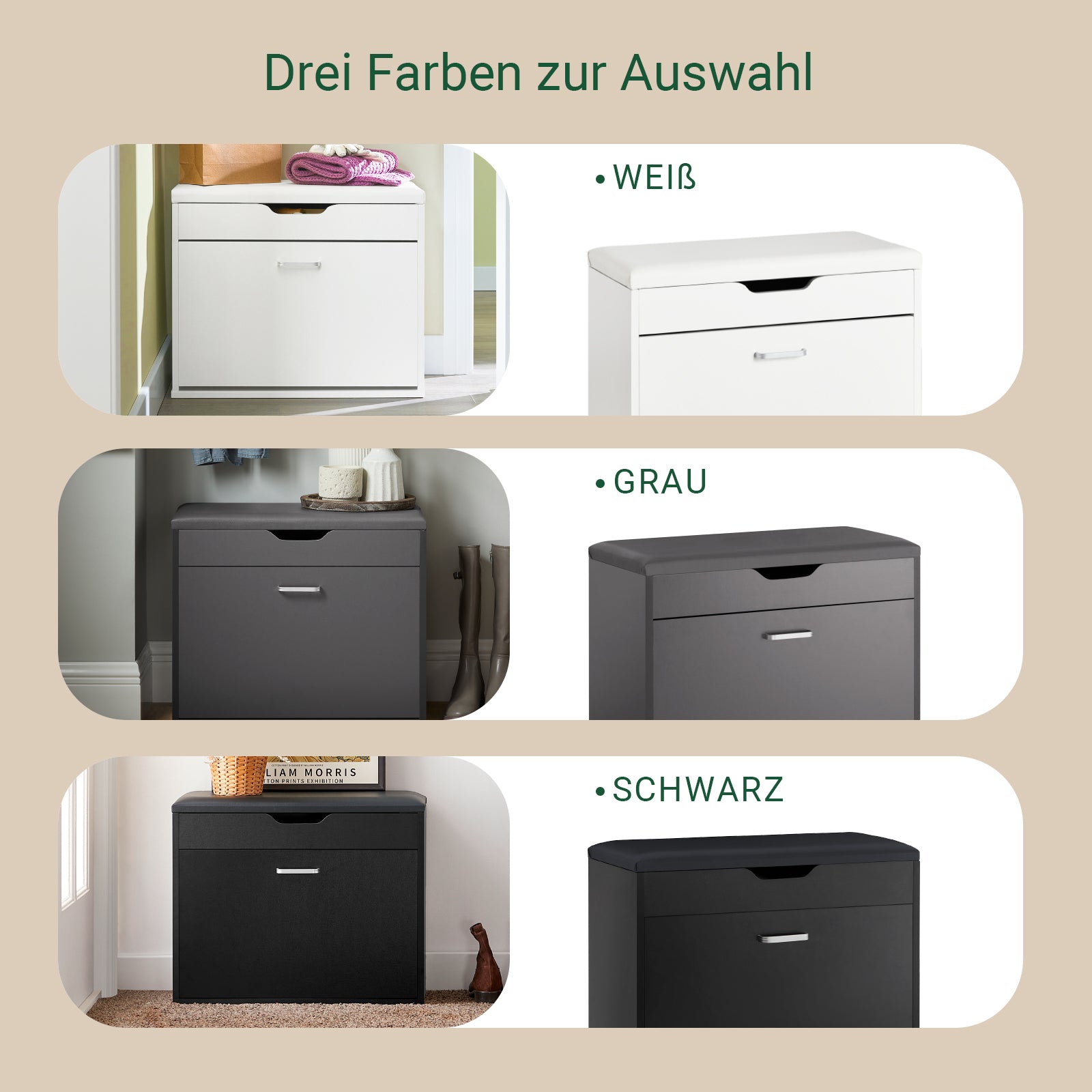 Vorverkauf | SoBuy | Schuhkipper | Schuhbank mit Sitzkissen | Sitzbank | Weiß | 60x50x30cm | FSR95-W