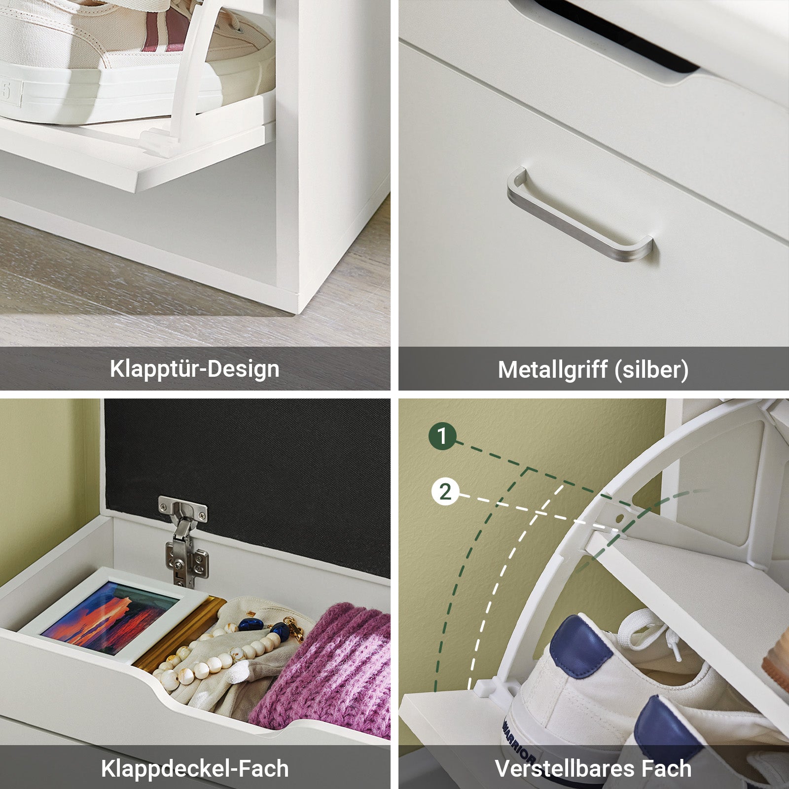 SoBuy | Schuhbank mit Sitzkissen | Sitzbank | Weiß | 60x50x30cm | FSR95-W