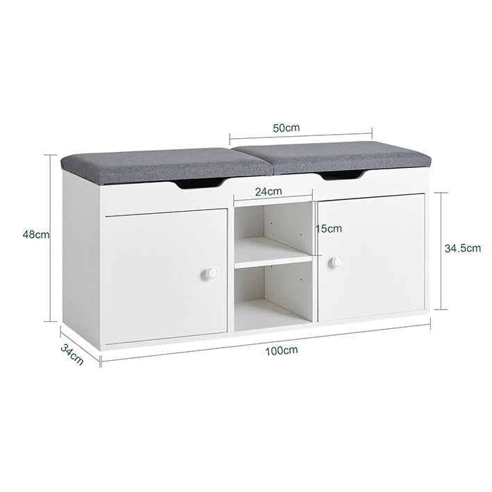 SoBuy | Panchina per guardaroba | Panchina da letto | Panchina portascarpe bianca | FSR96-W