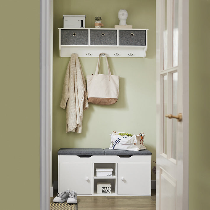 SoBuy | Panchina per guardaroba | Panchina da letto | Panchina portascarpe bianca | FSR96-W