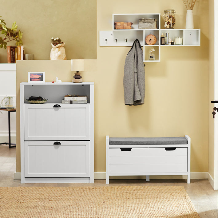 SoBuy | Cassapanca | Panchina con sedile | Scarpiera | Bianco | FSR97-W