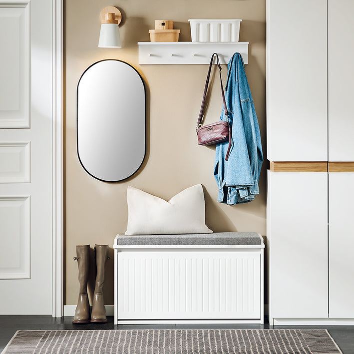 Prévente | SoBuy | Meuble à chaussures | Banc à chaussures avec compartiment intégré | Banc blanc | FSR98-LW