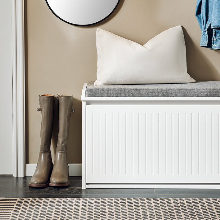 Prévente | SoBuy | Meuble à chaussures | Banc à chaussures avec compartiment intégré | Banc blanc | FSR98-LW