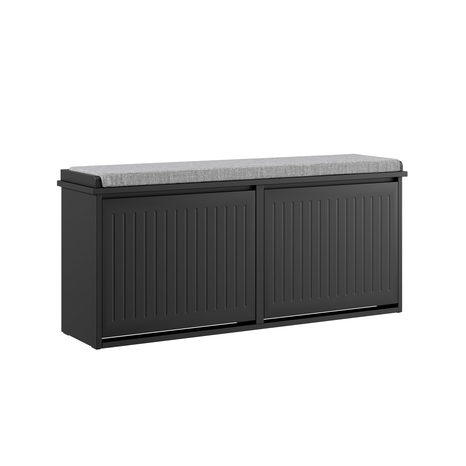 SoBuy | Meuble à chaussures | Armoire à chaussures avec 2 abattants | Banc à chaussures avec coussin | Noir | FSR98-XL-SCH