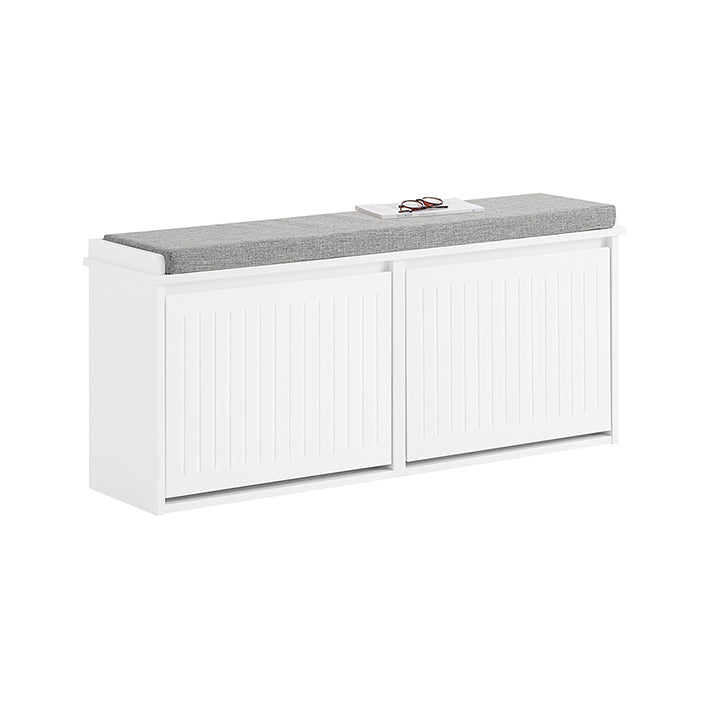 SoBuy | Scarpiera con 2 ante a ribalta | Panchina scarpiera con cuscino | Bianco | FSR98-XL-W