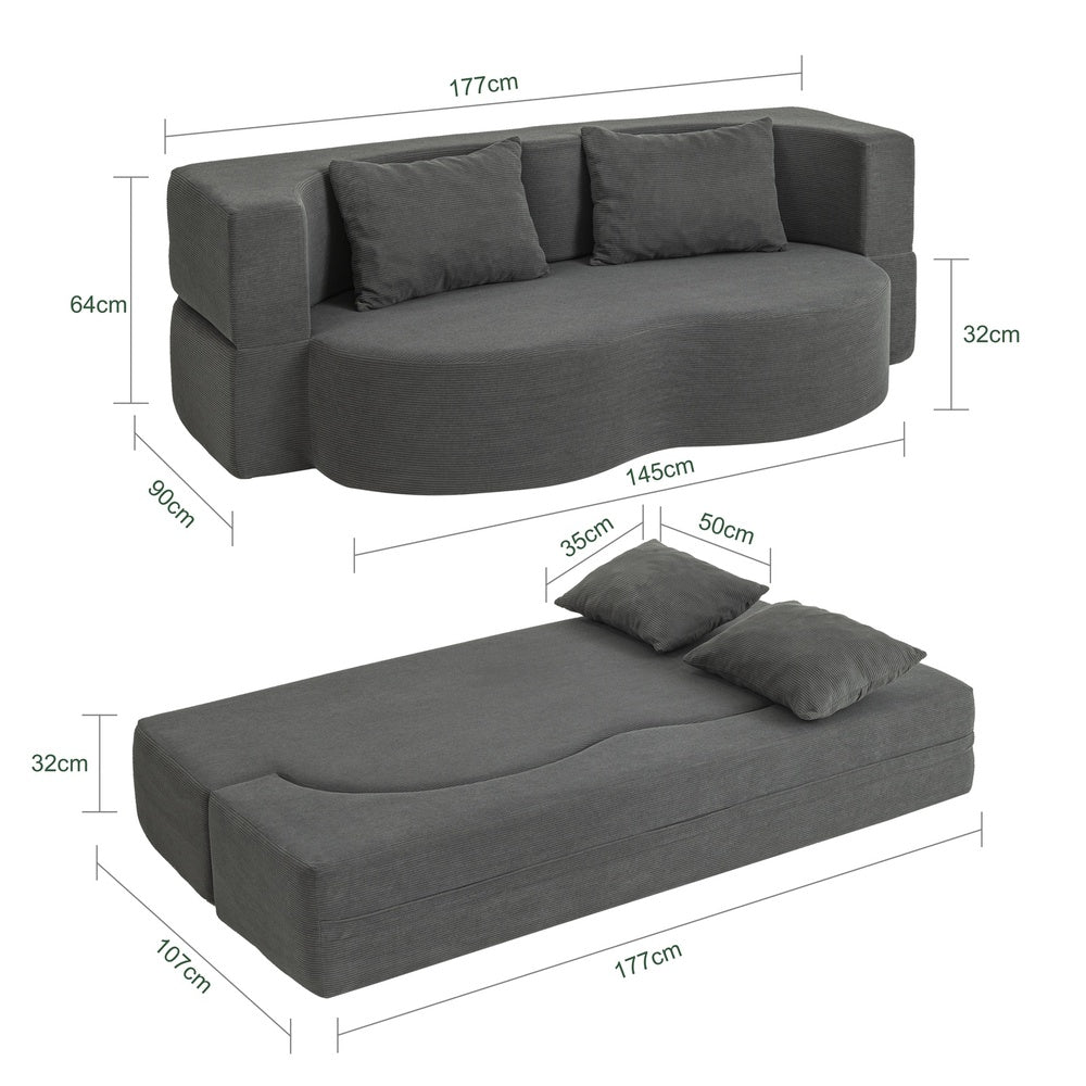 SoBuy | Schlafsofa & Schlafcouch in Dunkelgrau mit 2 Kissen | FST101-DG