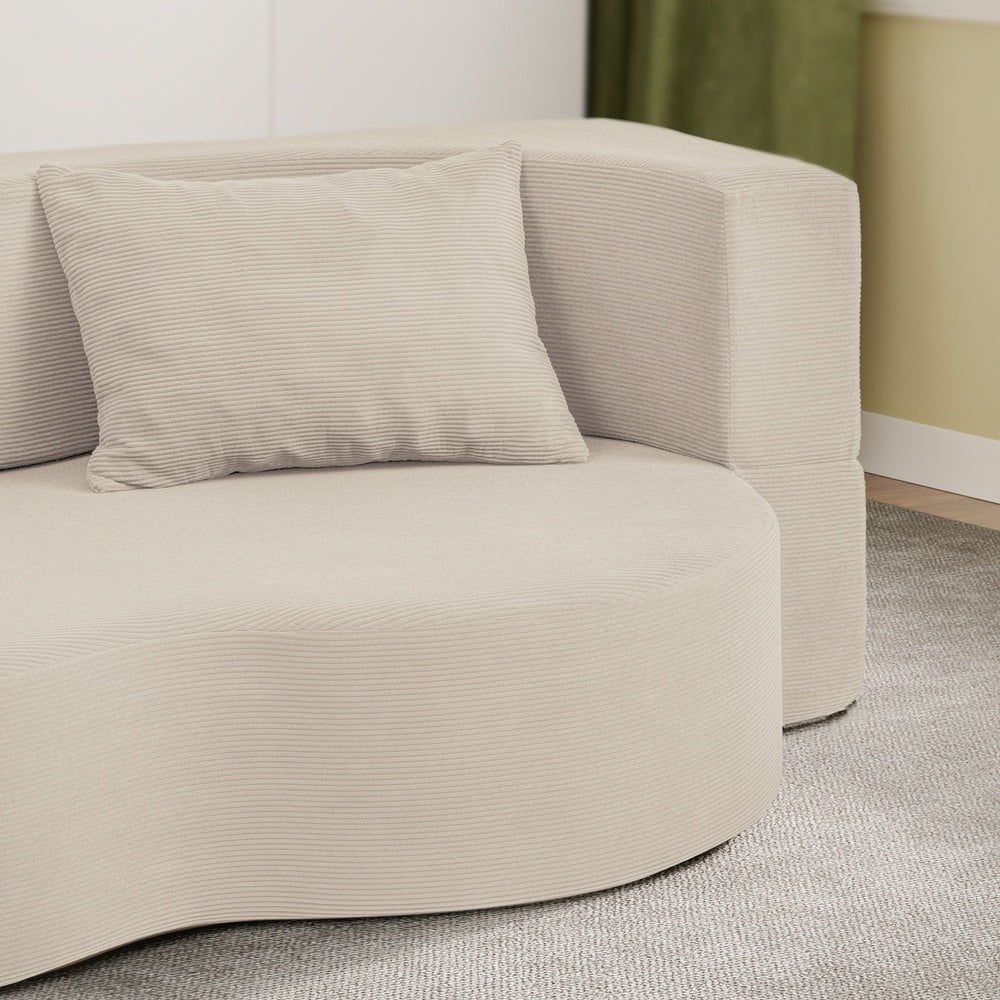 SoBuy | Schlafsofa 2-Sitzer in Beige mit 2 Kissen | FST101-MI