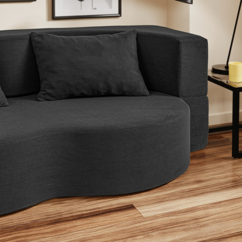 SoBuy | Schlafsofa klein mit Federkern & 2 Kissen Dunkelgrau | FST101-SCH