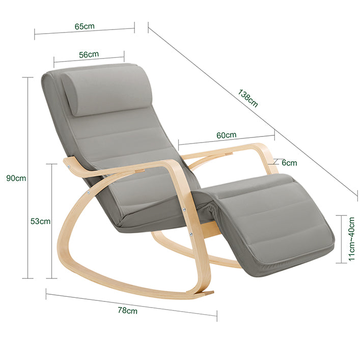 SoBuy | Schaukelstuhl | Stillstuhl | Schwingsessel grau | FST16-DG