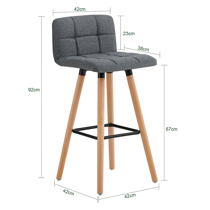 SoBuy | Tabourets de bar, lot de 2 | Tabourets de comptoir | Hauteur d'assise : 68 cm | Gris foncé | FST50-DGx2