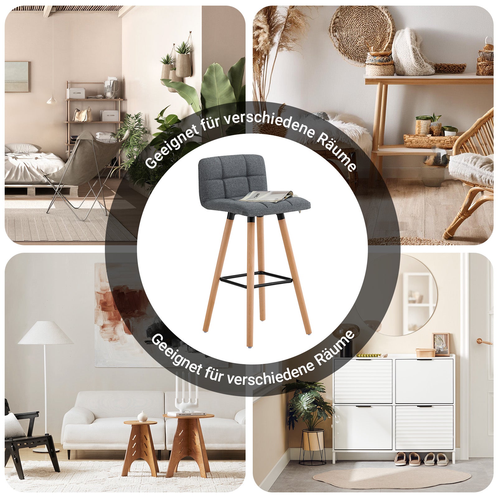 SoBuy | Tabourets de bar, lot de 2 | Tabourets de comptoir | Hauteur d'assise : 68 cm | Gris foncé | FST50-DGx2