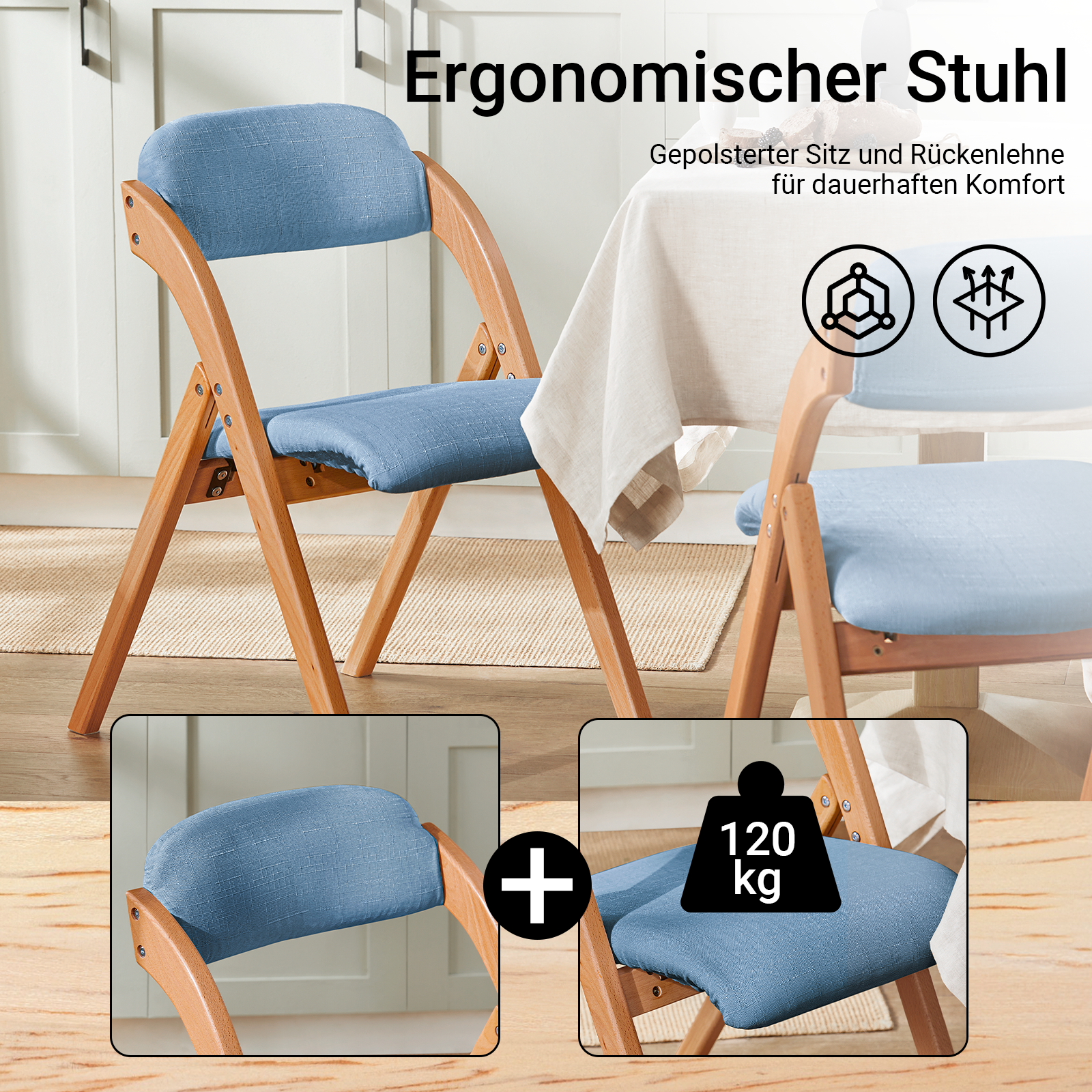 SoBuy | Sedia pieghevole | Sedia da cucina Sedia da scrivania | Blu | FST92-BL
