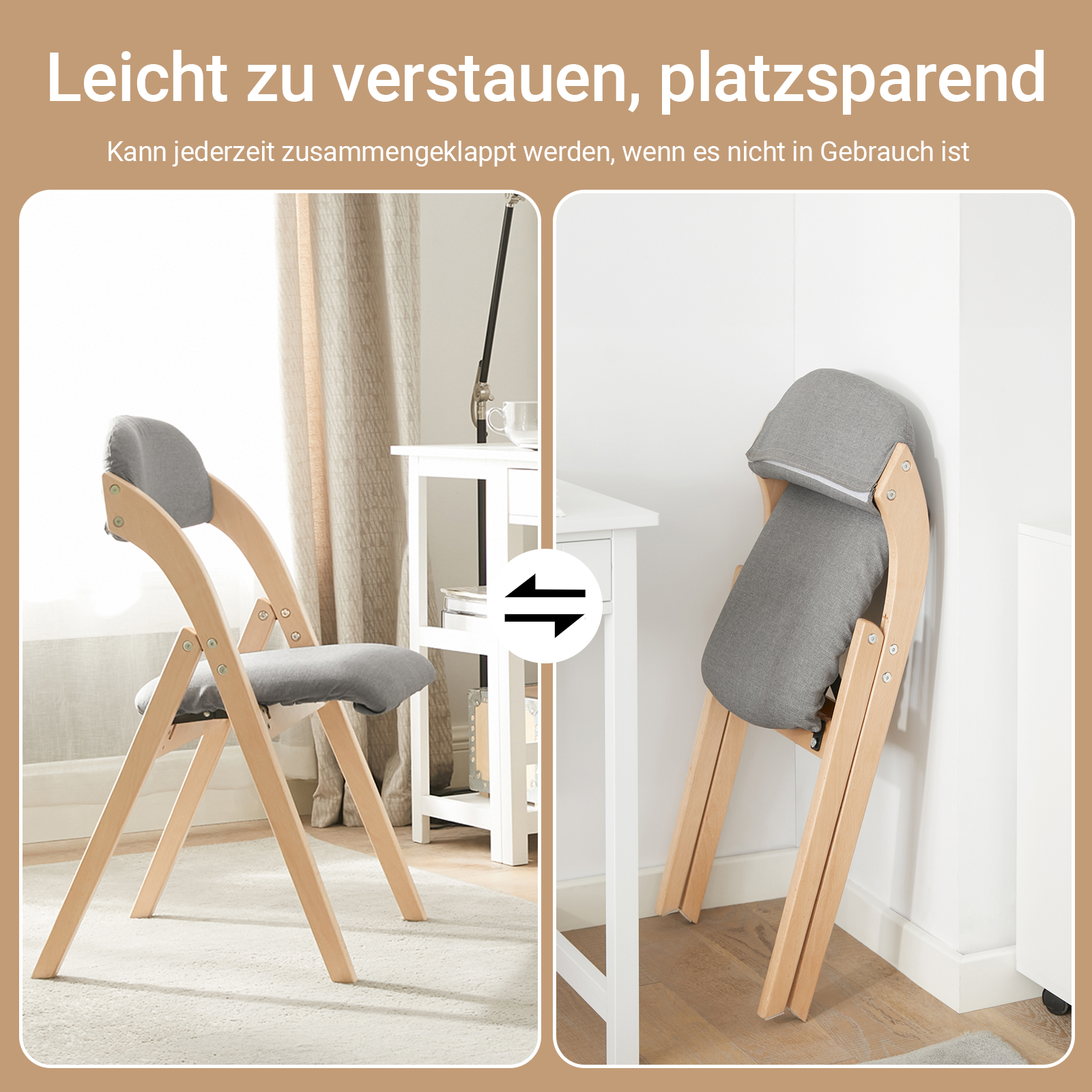 SoBuy | Klappstuhl | Küchenstuhl l Schreibtischstuhl | Hellgrau | FST92-N