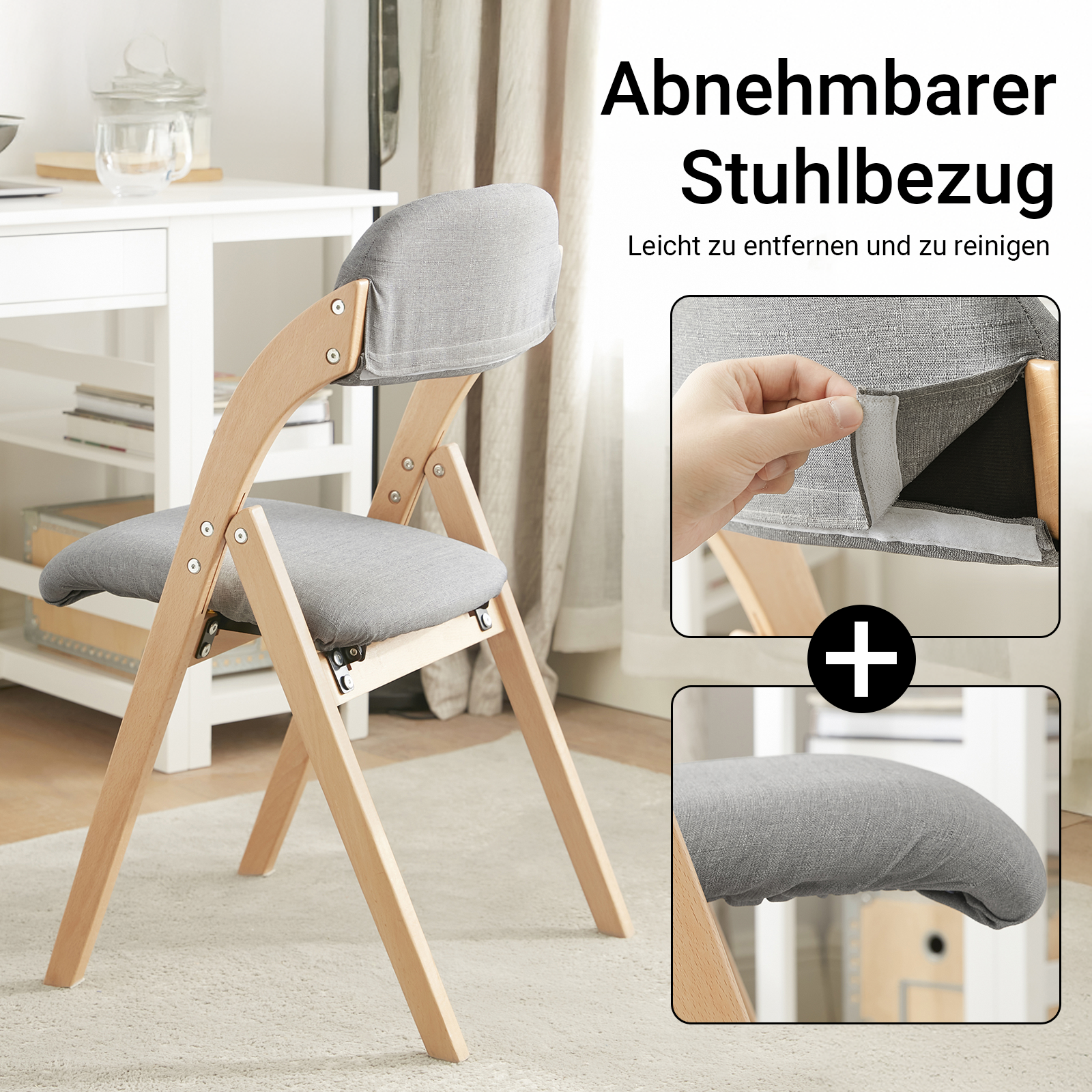 SoBuy | Klappstuhl | Küchenstuhl l Schreibtischstuhl | Hellgrau | FST92-N