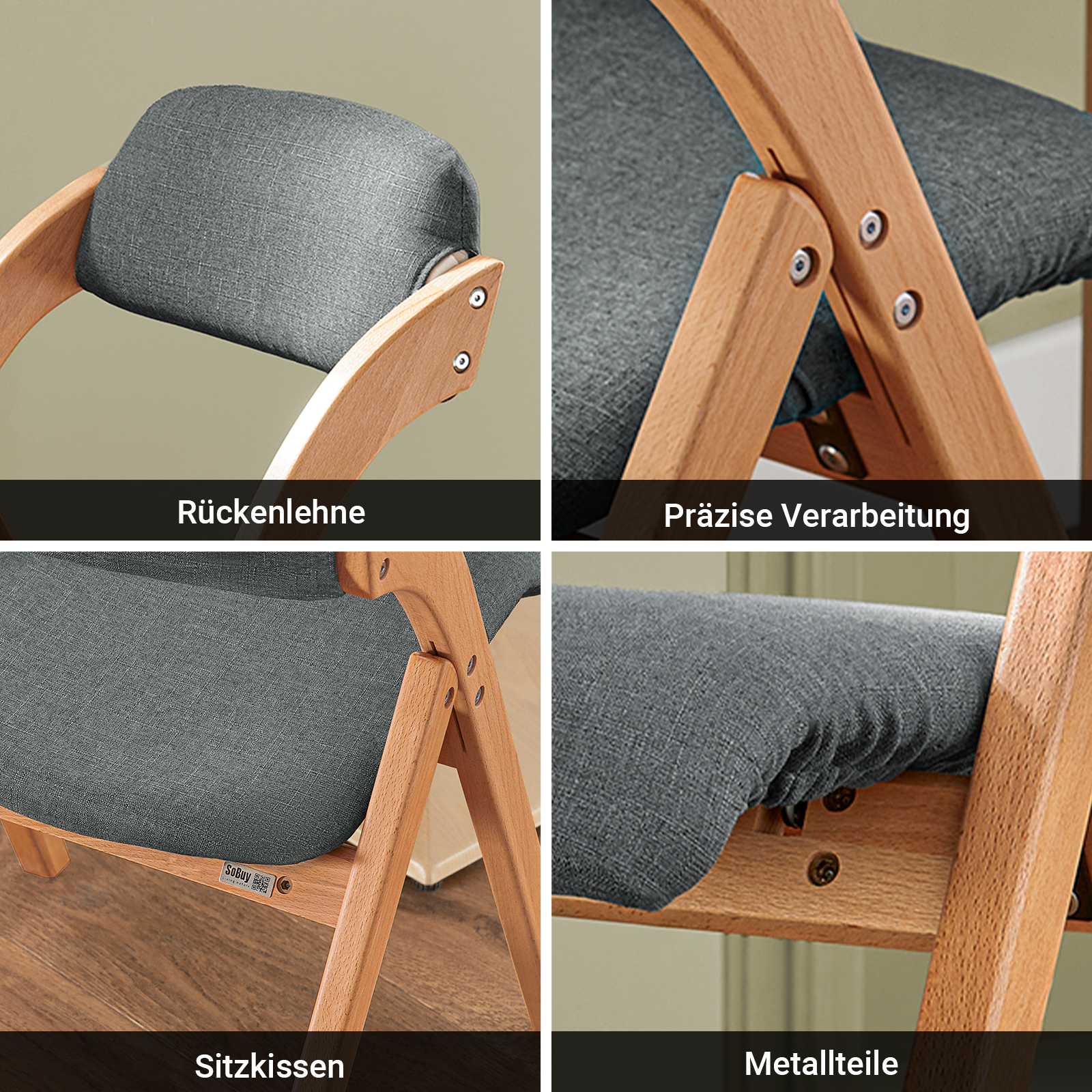 SoBuy 2er Set Klappstuhl Gepolstert | Ergonomische EsszimmerstĂŒhle Klappbar | FST92-SGx2
