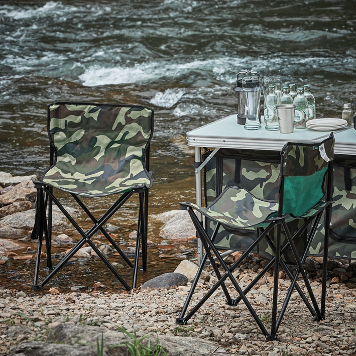 SoBuy | Chaise de camping | Chaise de pêche avec sac de transport | Chaise pliante | Camouflage | FST96-TN