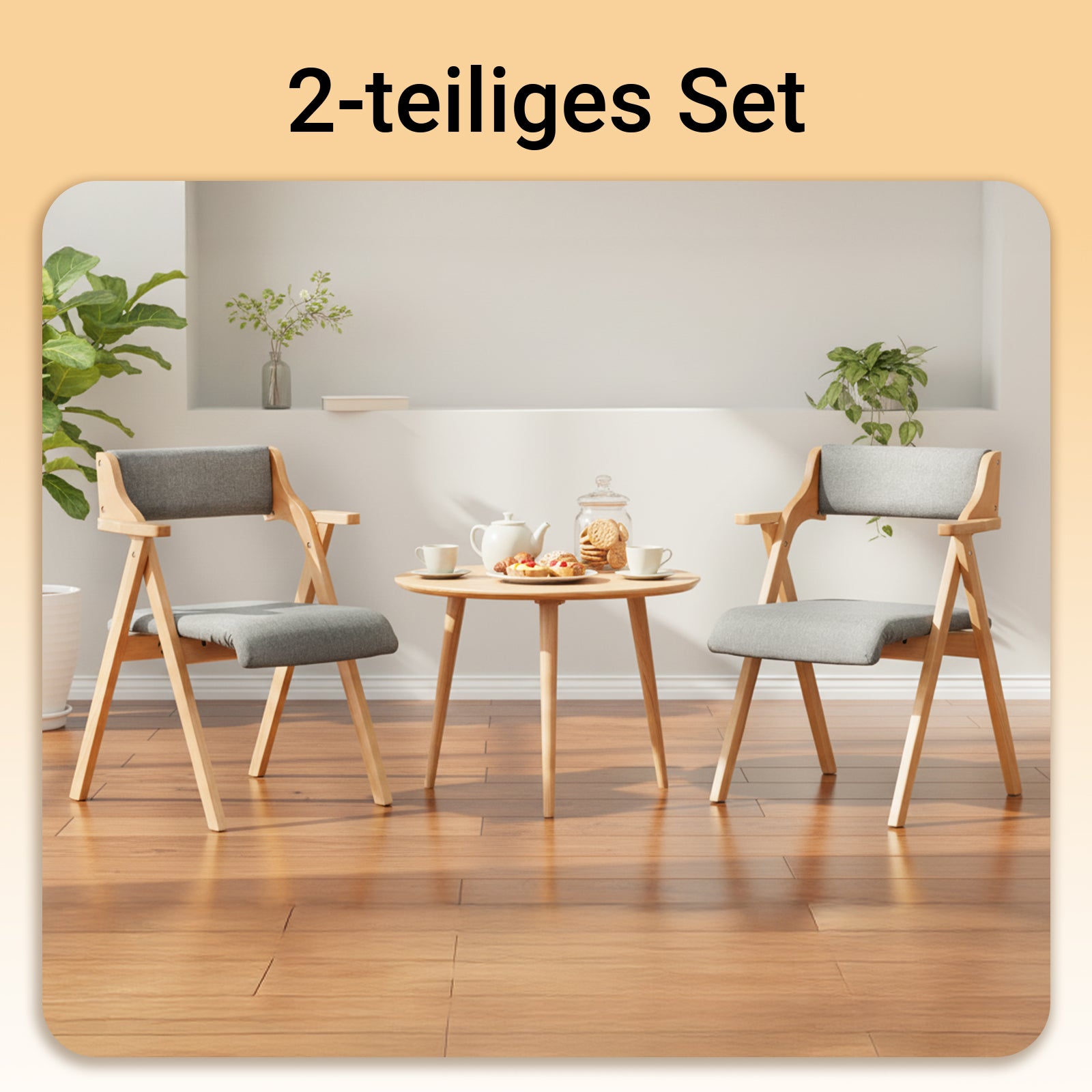 SoBuy Klappstühle 2er Set Holz gepolstert Hellgrau FST98-HGx2