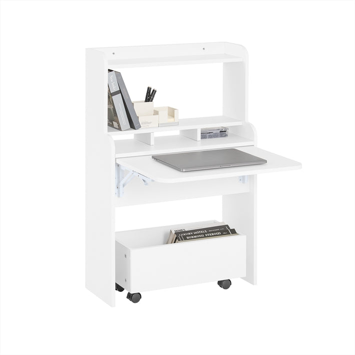 SoBuy | Bureau pliant | Table pliante avec coffre de rangement | Table de travail pour bureau à domicile | FWT105-W