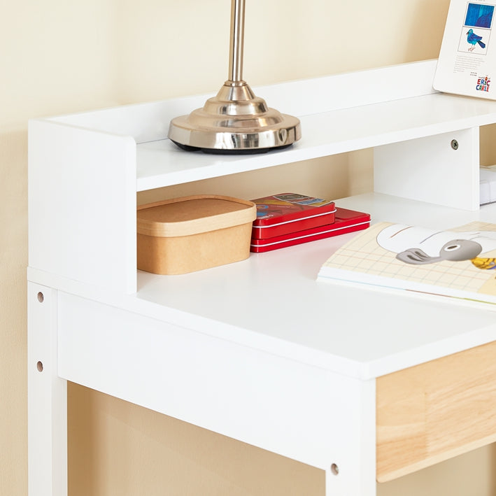 SoBuy | Bureau avec 2 étagères de rangement | Table d'ordinateur | Table de travail pour bureau à domicile | Blanc | FWT106-W