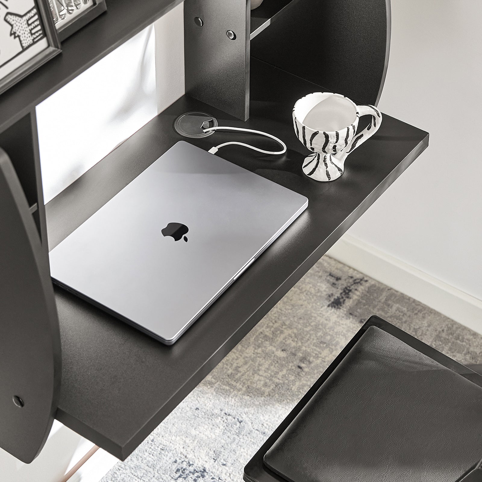 SoBuy | Table murale | Bureau | Table informatique Noir | FWT18-SCH