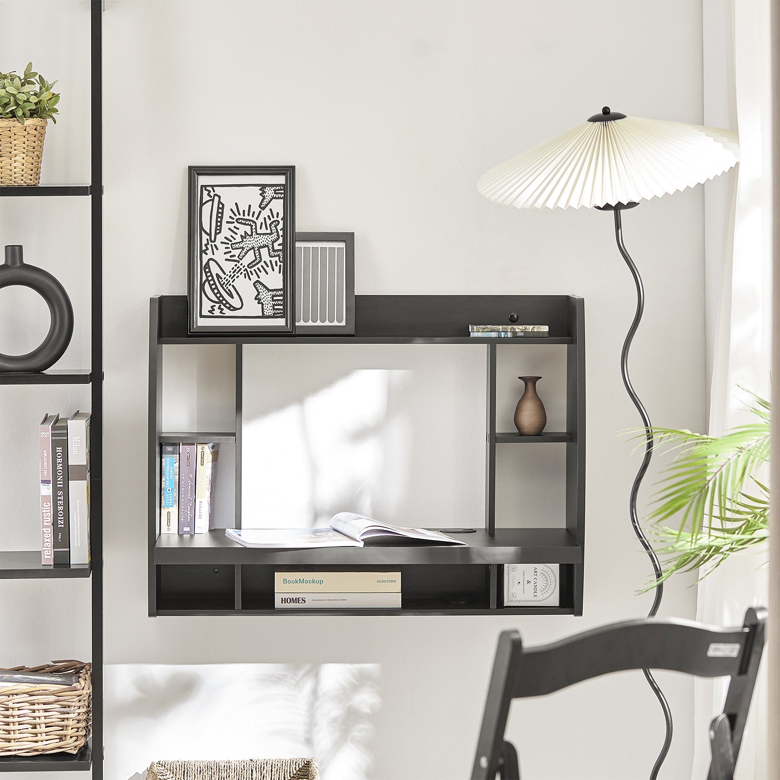 SoBuy | Table murale | Bureau | Table informatique Noir | FWT18-SCH