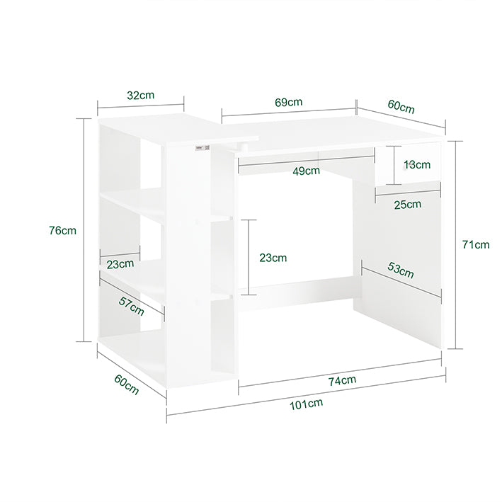 Prevendita | SoBuy | Scrivania Bianca | Scrivania con Scaffale | Scrivania per Bambini | FWT35-W
