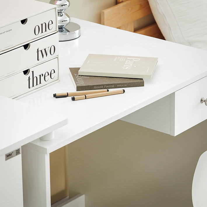 Prévente | SoBuy | Bureau Blanc | Bureau avec étagère | Bureau Enfant | FWT35-W