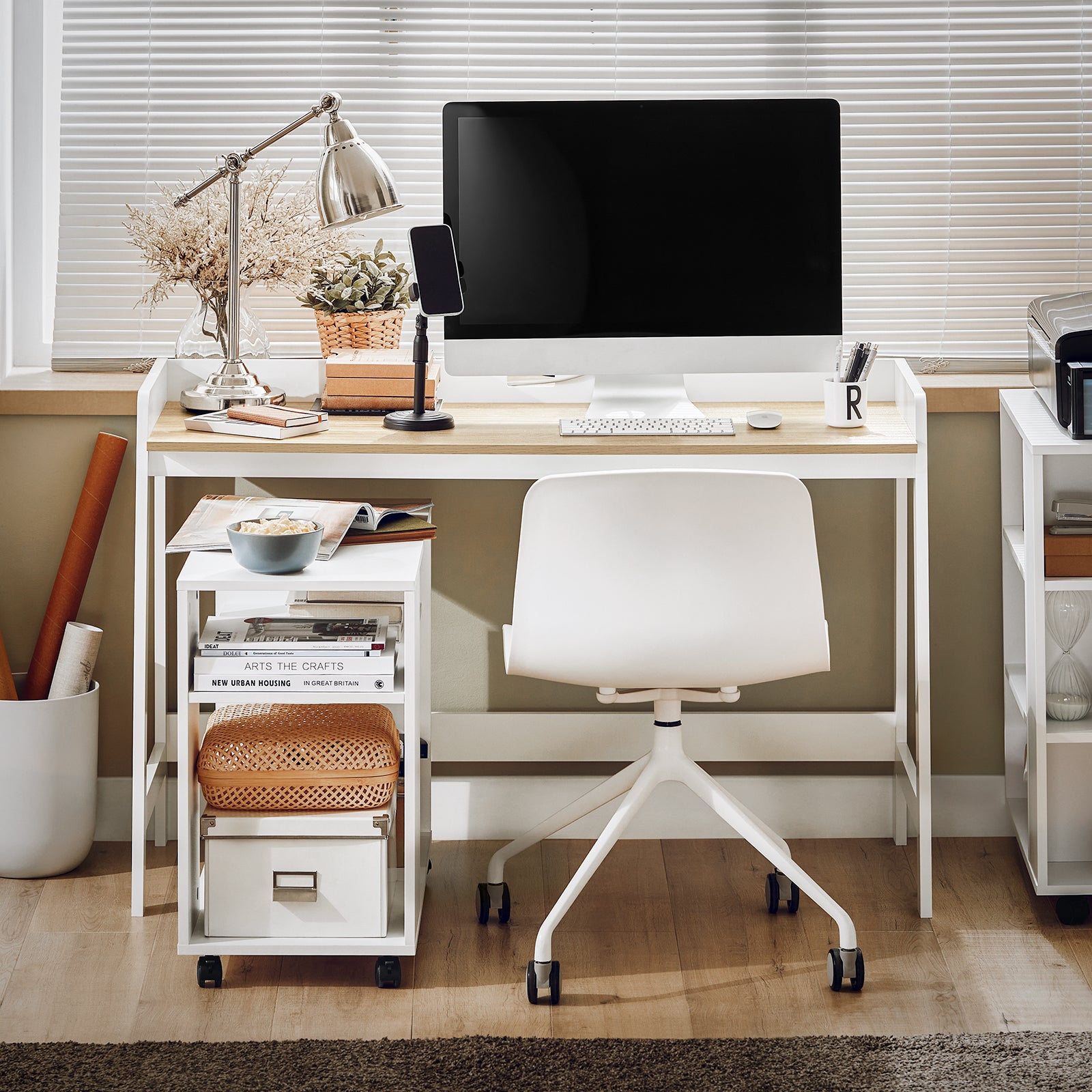 SoBuy | Schreibtisch | Bürotisch | Kinderschreibtisch | Weiß-Natur | FWT41-WN