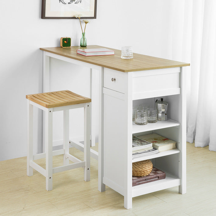SoBuy | Tavolo da bar | Isola cucina | Tavolo da cucina | bianco-natura | FWT64-WN