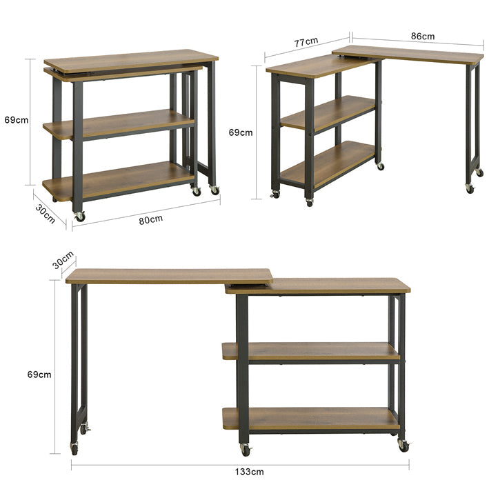SoBuy | Table d'appoint en forme de L | Table basse | Bureau d'angle au design industriel | FWT83-PF