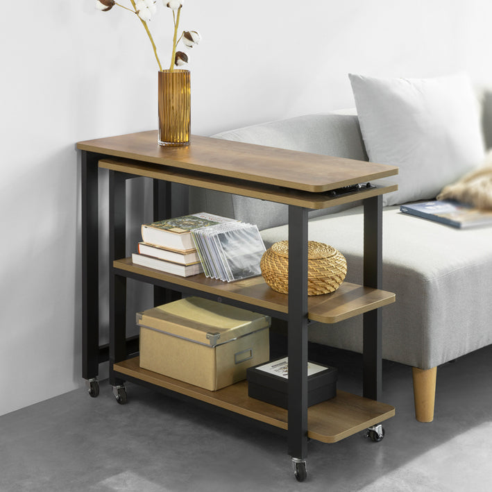 SoBuy | Tavolino laterale a L | Tavolino da caffè | Scrivania ad angolo design industriale | FWT83-PF