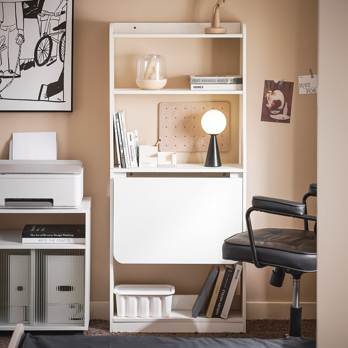 SoBuy | Table pliante à 5 étagères | Bureau d'ordinateur | Bureau de travail | Blanc | FWT92-HW