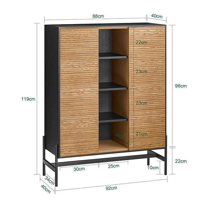 SoBuy | Credenza | Mobiletto da cucina | Mobile per corridoio | Mobile contenitore | Buffet | HFSB04-SCH