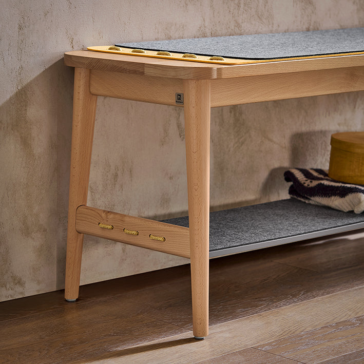 SoBuy | Étagère à chaussures avec assemblages à tenon et mortaise | Banc de lit | Banc à chaussures avec assise | Naturel | HFSR01-N