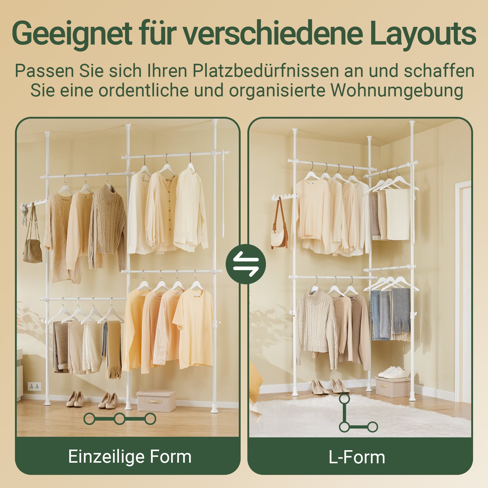 SoBuy | Tringle à vêtements télescopique | Système de penderie | Système d'étagères | KLS03-II-W