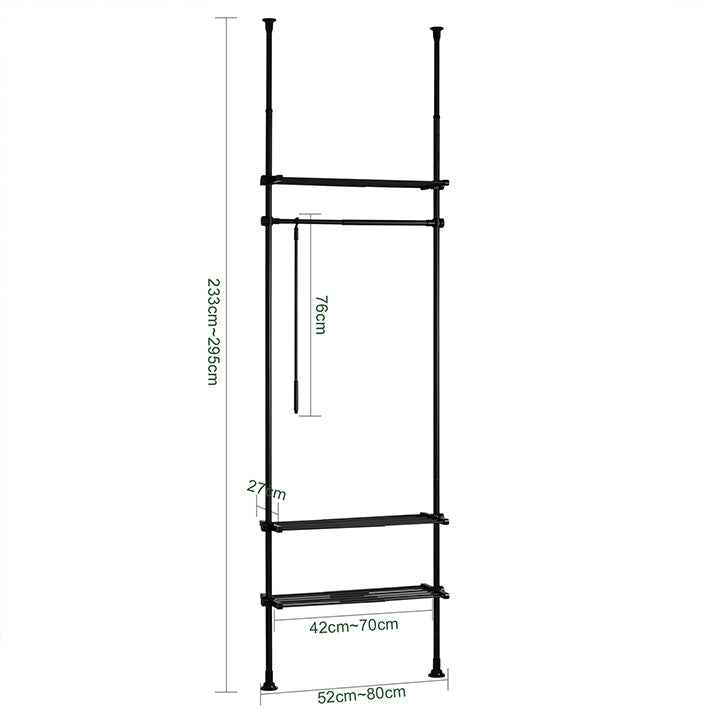 SoBuy | Asta Appendini Telescopica | Sistema Aste Appendini | Nero | KLS07-SCH