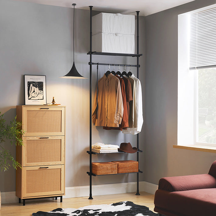 SoBuy | Teleskop Kleiderstange | Kleiderstangen System | Schwarz | KLS07-SCH