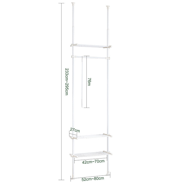 SoBuy | Asta Appendini Telescopica | Sistema Aste Appendini | Bianco | KLS07-W