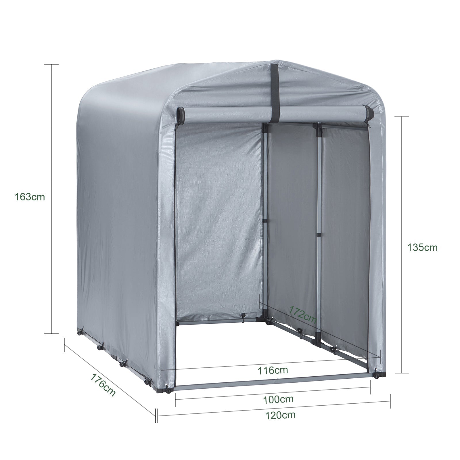 SoBuy | Riparo per biciclette resistente alle intemperie per 1-2 biciclette | 120x163x176cm | KLS11-K