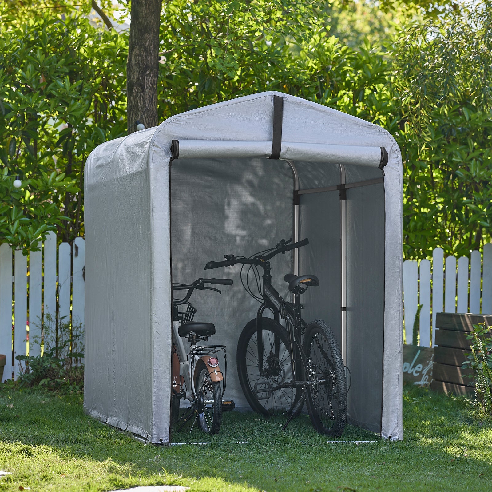 SoBuy | Riparo per biciclette resistente alle intemperie per 1-2 biciclette | 120x163x176cm | KLS11-K