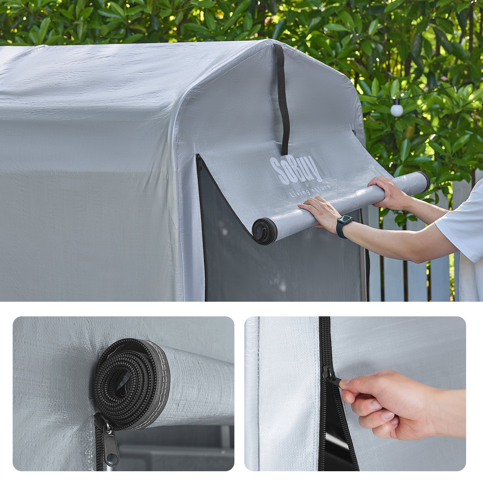SoBuy | Riparo per biciclette resistente alle intemperie per 1-2 biciclette | 120x163x176cm | KLS11-K