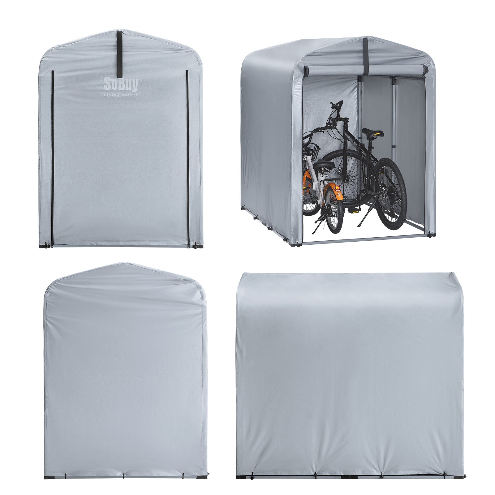 SoBuy | Riparo per biciclette resistente alle intemperie per 1-2 biciclette | 120x163x176cm | KLS11-K