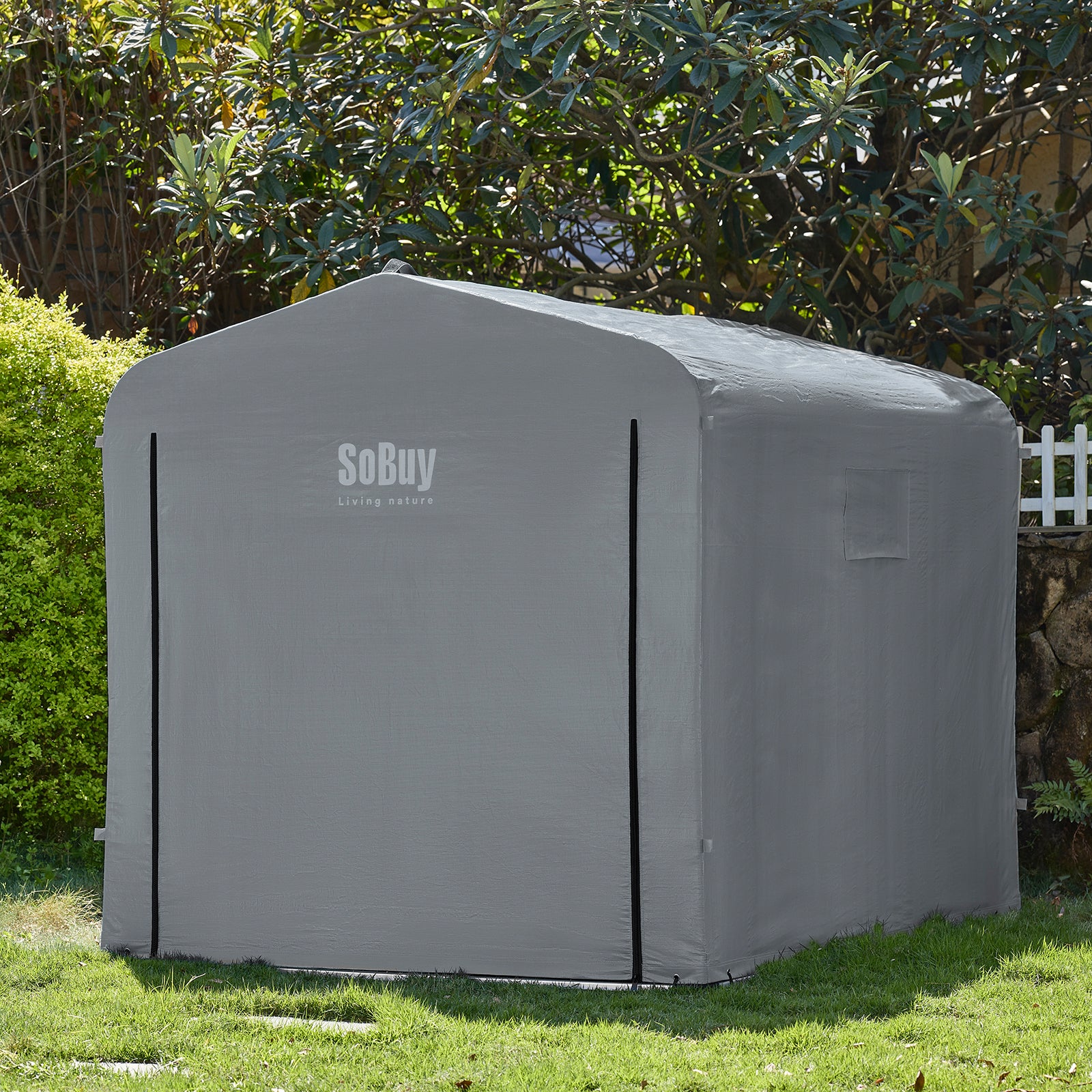 SoBuy velogarage | Foliengerätehaus | Fahrradgarage wetterfest Geräteschuppen | Grau 159x165x219cm KLS11-L-DG